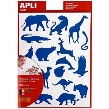 APLI Kids 10115-Bolsa gomets siluetas animales salvajes 12 hojas