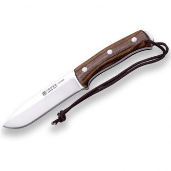 Cuchillo de caza Joker Nomad CN125-P con hoja de 12,7 cm, funda de piel negra y mango de nogal - Incluye pedernal, ideal para pesca, caza, camping y senderismo