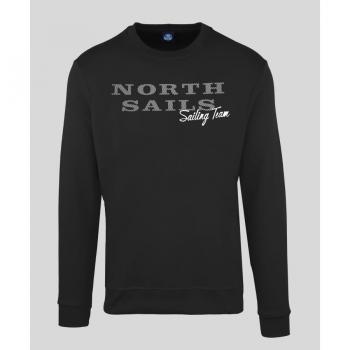 North Sails Men's Long Sleeve Round Neck Black Cotton Sweater 9022970