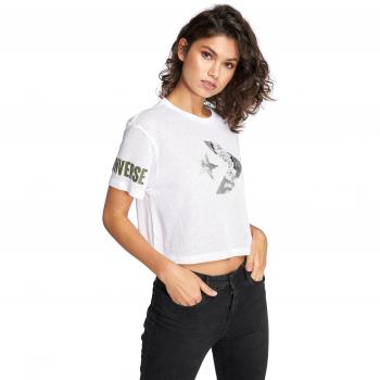 Converse FLORALFILLSTRCHEVMESHEZCROPT White - Camiseta, Mujer, Blanco