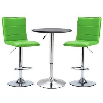 vidaXL Mesa Alta y Taburetes de Barra 3 Piezas Cuero Sintético Hogar Jardín Salón Cocina Bricolaje Decoración Diseño Estilo Mobiliario Muebles Negro