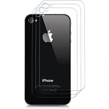 3x kwmobile Protector de cristal templado de la PARTE TRASERA para Apple iPhone 4 / 4S transparente - Calidad superior