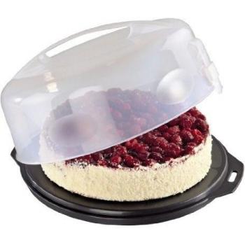 Xavax 00111514 - Recipiente para conservar y transportar tartas, Antracita/Transparente, Ø 31.5 cm