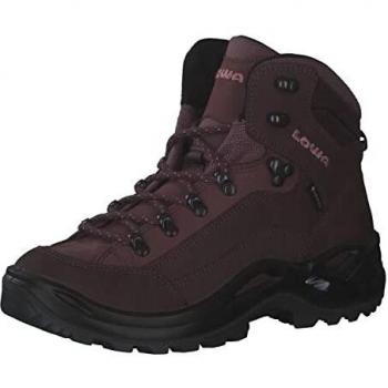 Botas de montaña para mujer Lowa Renegade GTX Mid WS (plum/mauve) - características: impermeables, transpirables, con membrana Gore-Tex, suela Vibram para mejor tracción, soporte en el