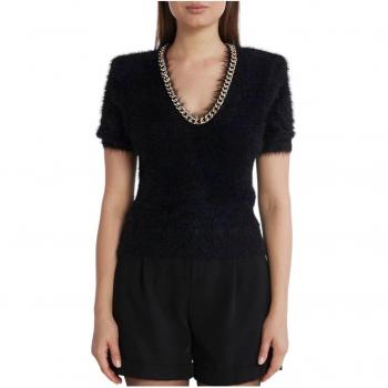 Liu Jo Black V-Neck Sweater for Women, Size XS