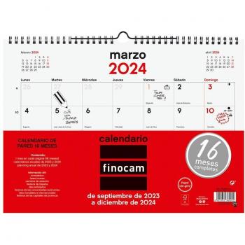 Finocam Calendario Pared L 23-24 16 Meses Septiembre-Diciembre Neutro 340x240mm
