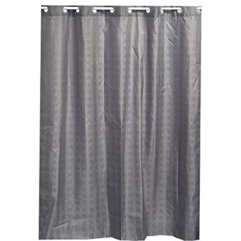 Grey Hookless Shower Curtain with Integrated Rings, 180 x 200 cm