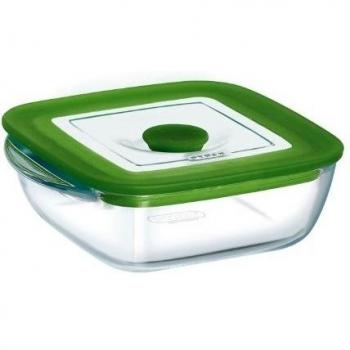 Pyrex Cook & Store - Recipiente Cuadrado 4 in 1 Plus, con Tapa, 20 x 17 x 6 cm