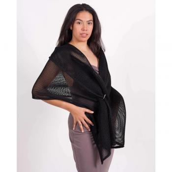 Chal de Fiesta de Rejilla en Negro con Detalles Brillantes