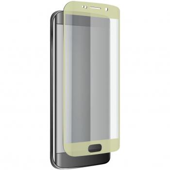 Ksix Extreme Curved - Protector vidrio templado 9H con borde para Galaxy S6 edge, color dorado