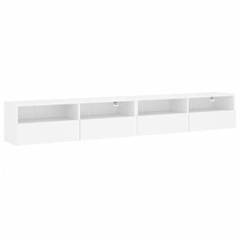 Mueble TV de pared multimedia blanco 2 piezas 100 x 30 x 30 cm madera de ingeniería