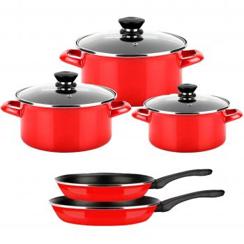 Fagor Optimax Batería Cocina Inducción 8 Piezas, Antiadherente Sin Pfoa, Acero Esmaltado, Cazuelas S