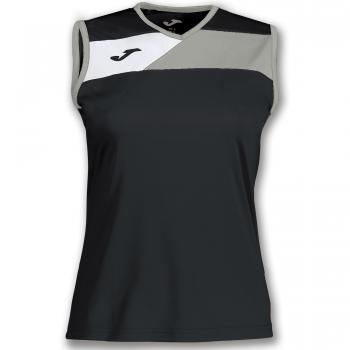 Joma Camiseta Crew II Negro-Gris S/M Mujer - Camiseta técnica sin Manga, Mujer, Negro -