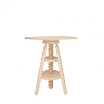 Mesa Giratoria de Madera de Pino Sin Barniz 59,5x59,5x65 cm - Wellhome