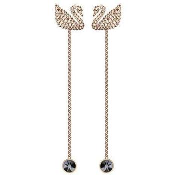 Swarovski Pendientes Swarovski Iconic Swan, de Mujer, marrón, Baño en tono Oro Rosa