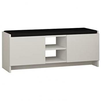Banco Zapatero Alexandra Blanco y Gris con 2 Puertas, Dimensiones 110 x 43 x 37 cm