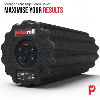 Pulso eRoll vibrierende Espuma Rollo – 4 niveles de intensidad – Fitness rollo para flexibilidad con profundidad Intensivo vibración – Espuma Masaje Roller – Rollo de músculos Deportes Masaje Fascia rollo, negro