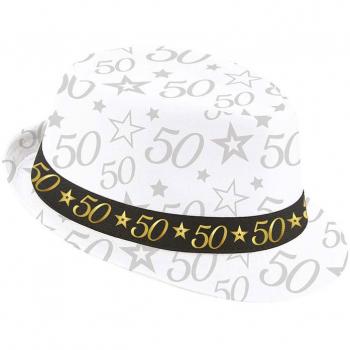 Gorro Gángster Blanco 50 Años Cumpleaños y Aniversarios
