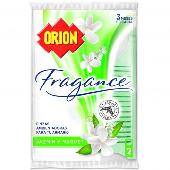 Orion Fragance - Pinzas Ambientadoras Antipolillas para Armarios, Aroma Jazmín y Muguet - 2 Pinzas