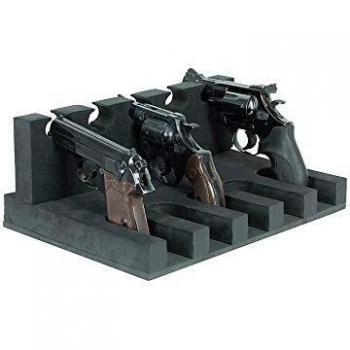 Soporte para pistolas KWH 5, capacidad para 5 armas cortas, diseño negro y estable
