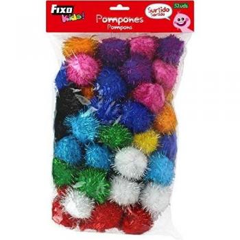 Fixo Kids Pom Pom Pelos 5Cm 57 Unid, Purpurina