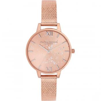 Reloj Olivia Burton Mujer OB16GD12 - Diámetro 30 mm, Cuarzo Analógico, Malla Milanesa Oro Rosa