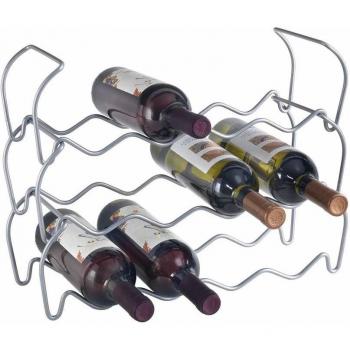 Metaltex Wine Bar 12-Botellero Apilable, Gris, 44x15x34 cm