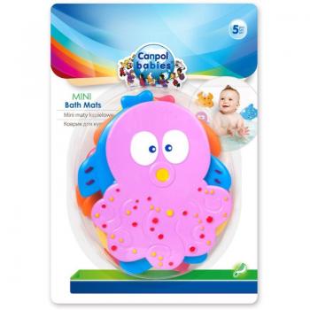 Canpol Babies Juguetes de Baño con Ventosas Coloridos del Océano (5 piezas) y Alfombrilla Antideslizante para Bañera Mini (5 unidades)