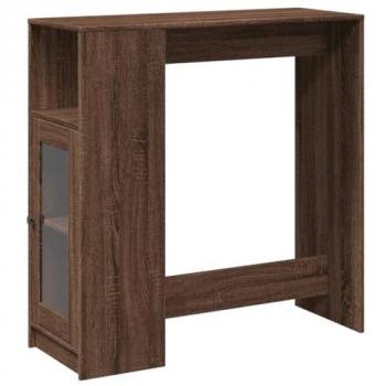 Mesa alta bar con estantes marrón roble 101x40x103,5 cm