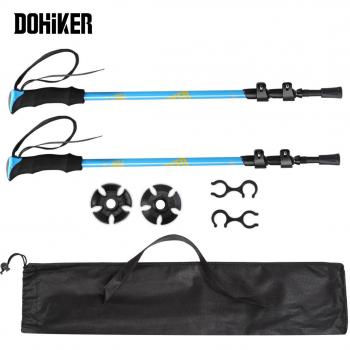 DoHiker-Pack de 2 Bastones de Senderismo Extensible con Bolsa de Almacenamiento, Bastones de Trekking telescópicos ajustable de 3 Secciones