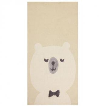 Alfombra Infantil Beige 80 x 150 cm de Algodón Tejida a Mano con Motivo de Oso