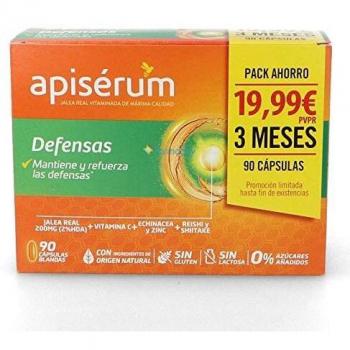 Apisérum Pack Defensas Cápsulas - 3 meses de tratamiento - Mantiene y refuerza las defensas - Multivitamínico con Jalea Real, Vitamina C, Echinacea, Zinc, Reishi y Shitake