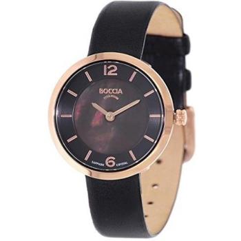 Reloj de Dama Boccia Titanium 3266-03 con Correa de Cuero, 28mm, 5ATM, Color Negro
