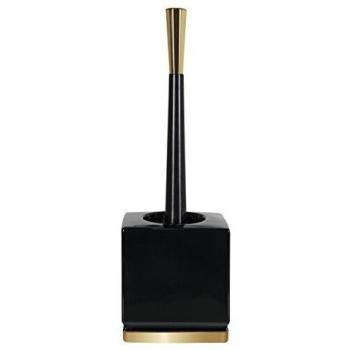 Spirella Roma Escobilla para el Inodoro, Gres, Negro/Dorado, 38,0 x 10,5 x 13,0 cm