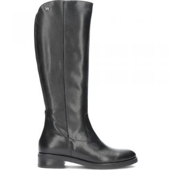 Bota Plana Caña Alta Mujer Wonders C-5470 Negro