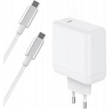 Cargador de red USB C GaN 65W con cable USB C/USB C - Blanco