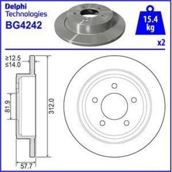 Disco de freno DELPHI BG4242 con características de alta calidad, diseño optimizado para una mejor disipación del calor, resistencia a la deformación y desgaste, fabricado con materiales duraderos para un rendimiento óptimo en vehículos