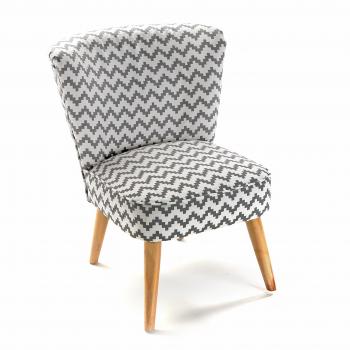 Versa 19500950 Sillon Chevron, 70x57x52cm, Poliéster y madera, Blanco y gris