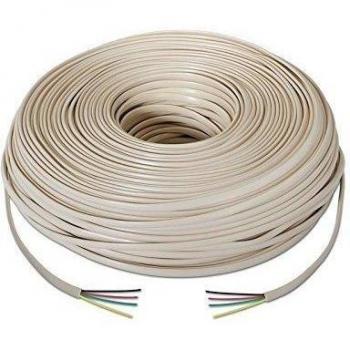 NANOCABLE 10.32.1002-OEM - Cable de telefono RJ11, 4C, Beige, Bobina de 100mts