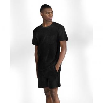 Camiseta de hombre de algodón de rizo orgánico en color negro