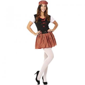 Disfraz de Escocesa rojo y negro para mujer