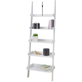 Estante Escalera Blanco de 5 Niveles 180cm con Estilo Moderno y Almacenamiento en Madera