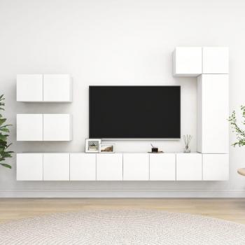 Set de Muebles para TV de 8 Piezas en Madera Multicapa Blanca
