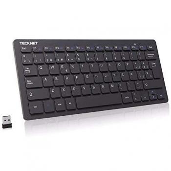 TECKNET Mini Teclado Inalámbrico 2.4G Ultra Delgado, Teclado Portátil de Ordenador con Receptor Nano Teclado Suave y Ergonómico para PC, Android Smart TV, Laptops