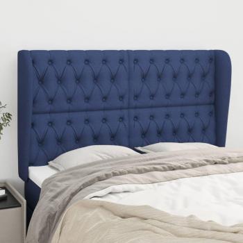 Cabecero con orejas de tela azul 147x23x111/128 cm