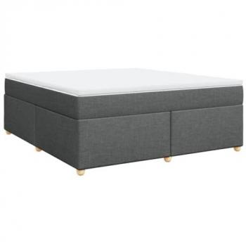Cama box spring con colchón tela gris oscuro 180x200 cm
