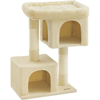 Árbol para Gatos de 101 cm - Torre con 2 Cuevas y Plataforma Grande, Rascador para Gatos de hasta 20 kg, Beige