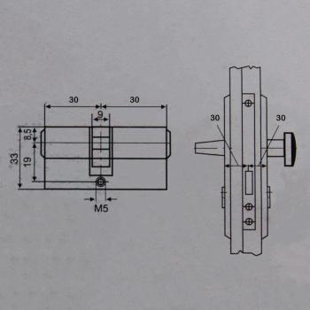 2 unidades) Perfil Cilindro de taladro Llave Cerradura de puerta 60 mm