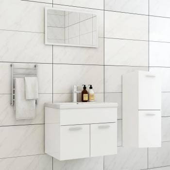 Juego de muebles de baño de madera de ingeniería blanco brillo
