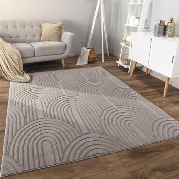 Alfombra Salon Boho Chic Nordica Dibujo Geometrico 120x160 cm, Pelo Corto, Color: Gris 4